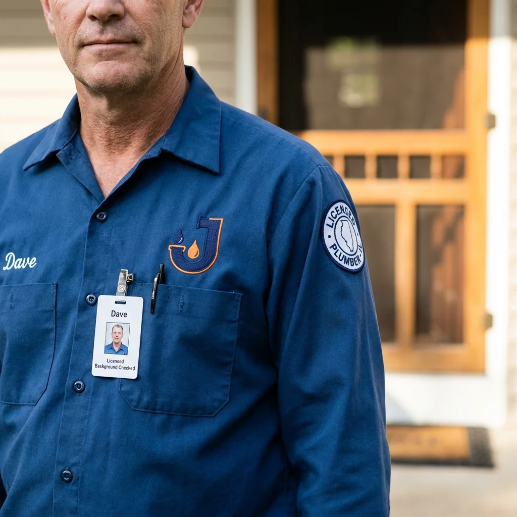 Licensed plumber showing ID badge in Kimberly, ID